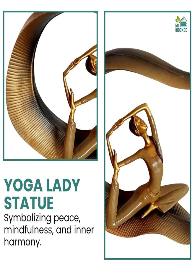 Go Hooked Yoga Lady Statue Polyresin Meditating Woman Figurine for Home & Office Décor 22Cm | Elegant Yoga Showpiece | Zen Décor | Namaste Meditation Idol | Decorative Woman Statue (Gold) - Image 3